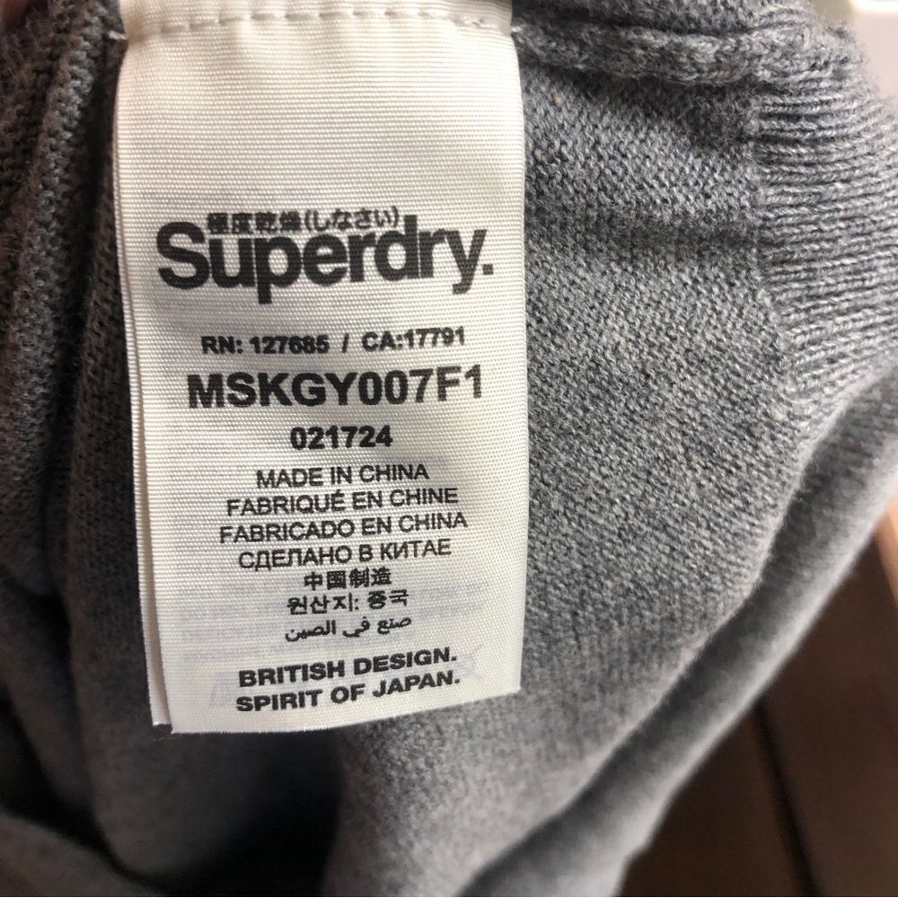 SUPERDRY Grey Pullover Cashmere Blend Melange‎ Sweater Size Large - Picture 6 of 8